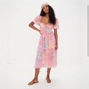 For Love and Lemons Odessa Puff Sleeve Bustier midi dress